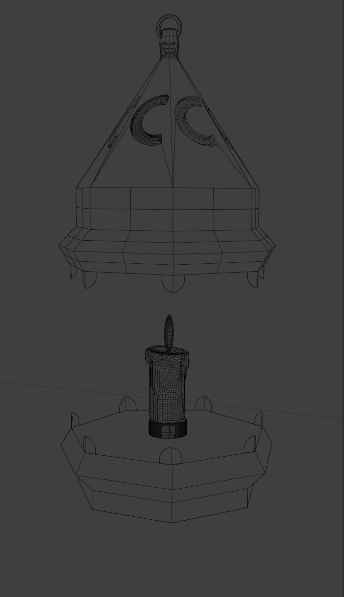 Animated Bronze Lantern with Glass and Flame 3D model_6