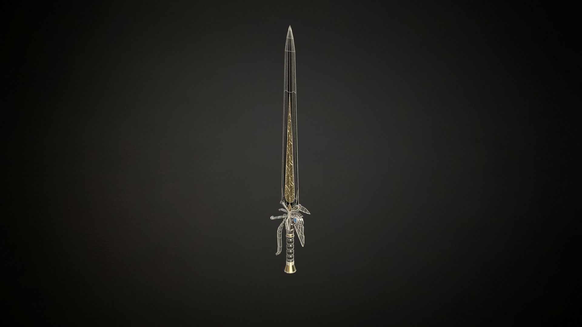 One handed elven egypt sword roblox ready Low-poly 3D model_10