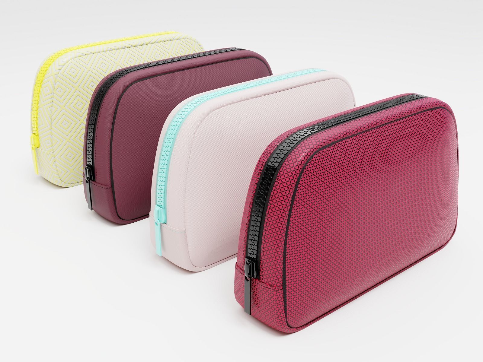 4 Purse set four cosmetic bags 3D model_1