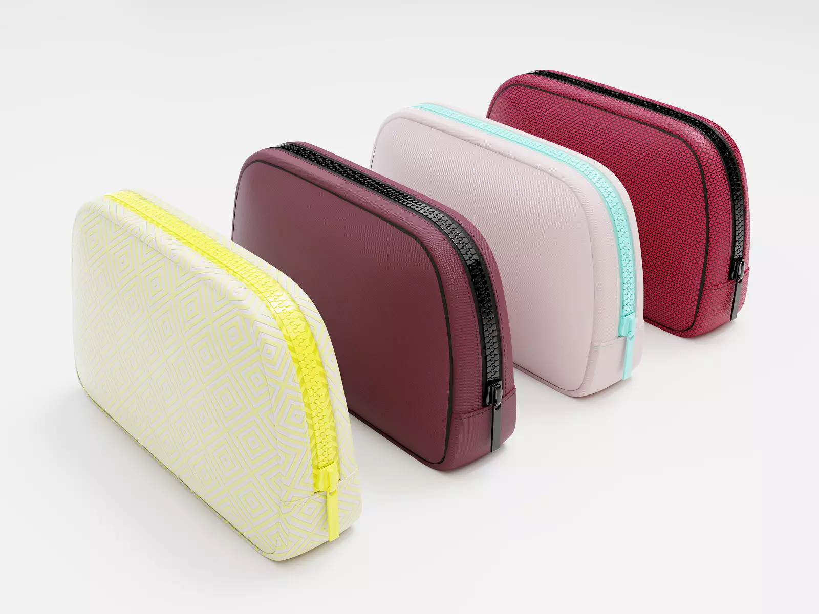 4 Purse set four cosmetic bags 3D model_0