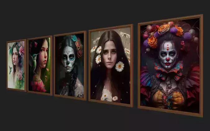 Paintings with women on the wall