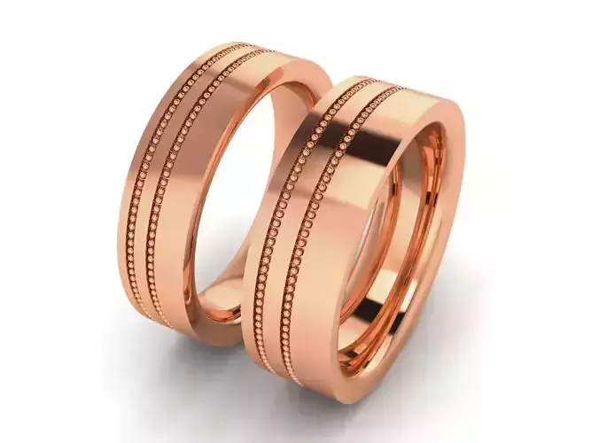 Couple Band Ring 3dm stl render detail