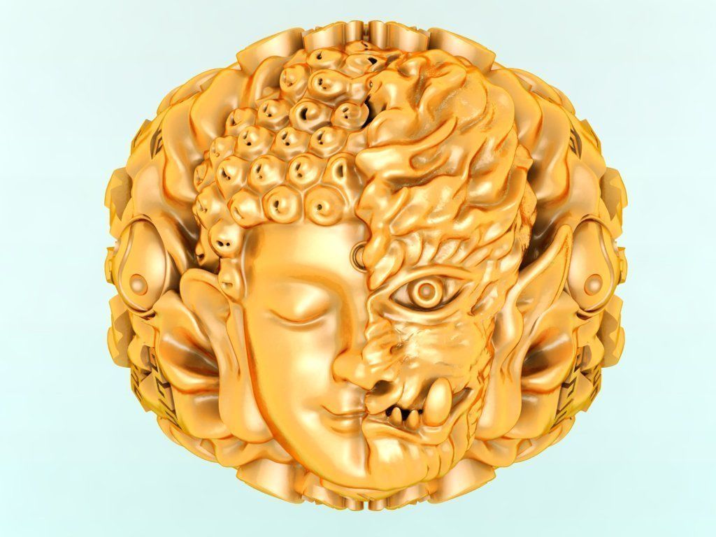Devil and Buddha Rings - N3047 3D print model_1