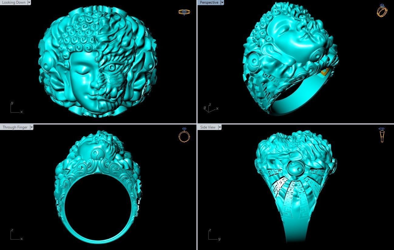 Devil and Buddha Rings - N3047 3D print model_13