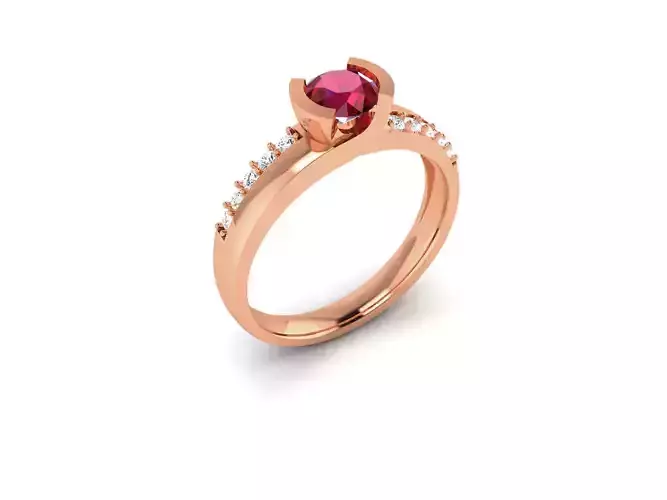 Women Solitaire Diamond Ring 3dm render detail