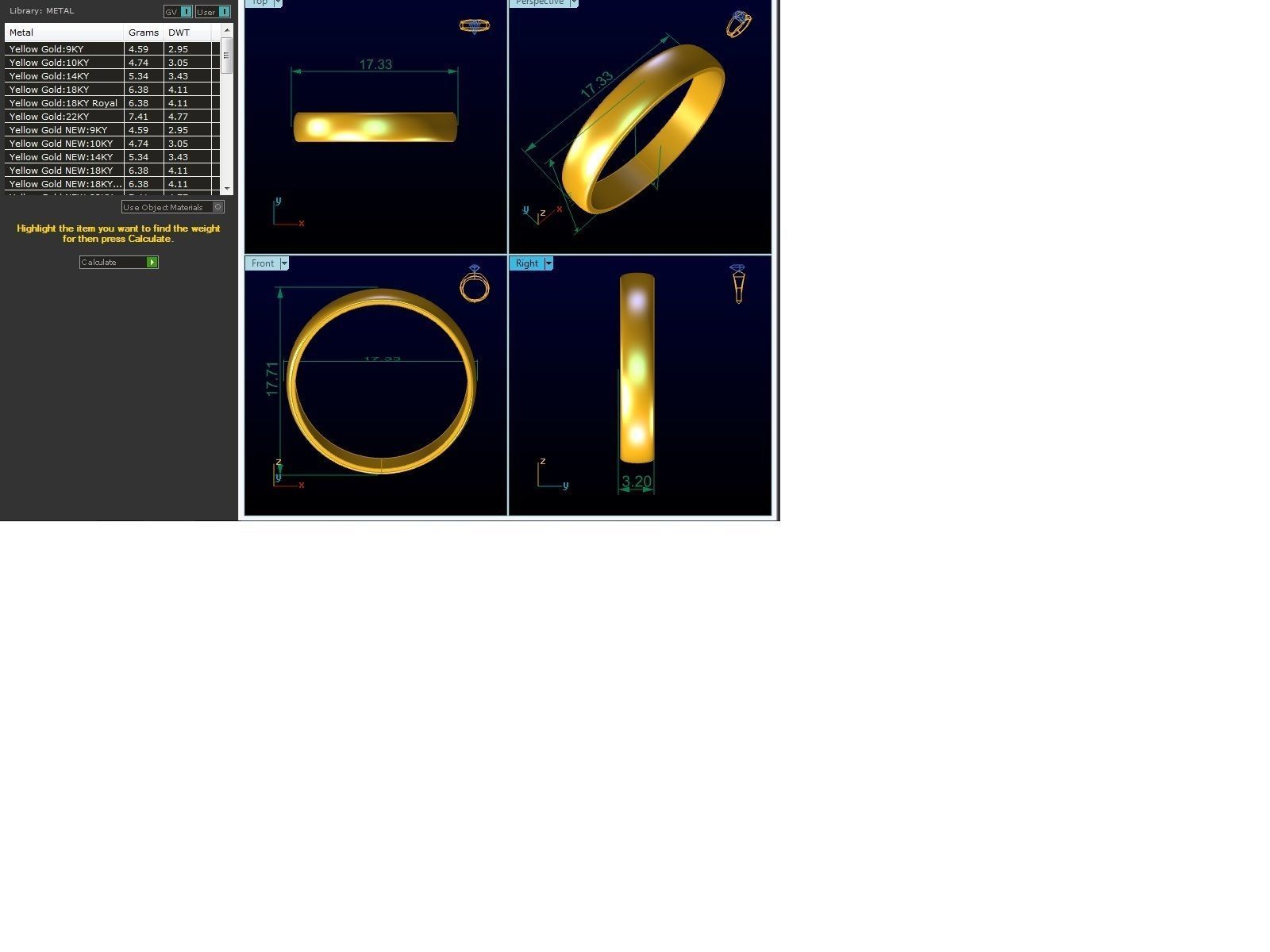 Plain Gold Band Ring 3dm render detail 3D print model_1