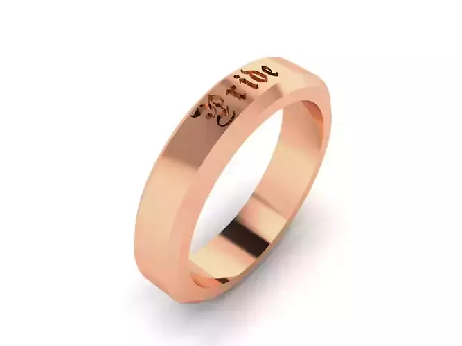 Plain Gold Band Ring 3dm render detail