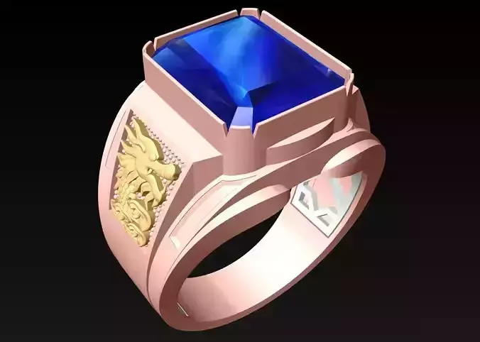 Rectangular Stone Rings - Dragon Ring - N208