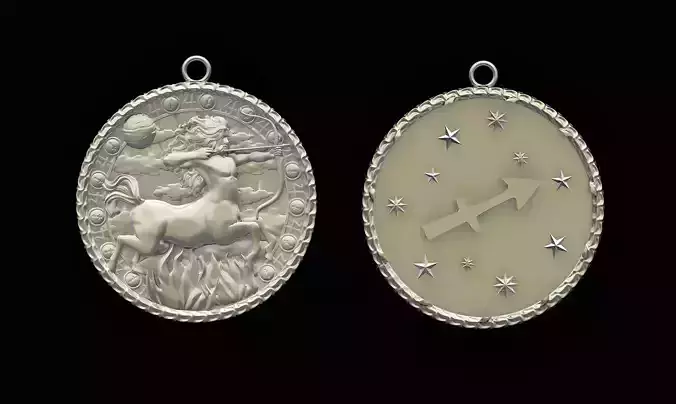 Zodiac Horoscope Sagittarius Two Sided Pendant