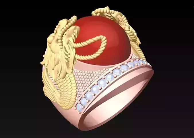Dragon Ring - Oval stone Ring - N0126