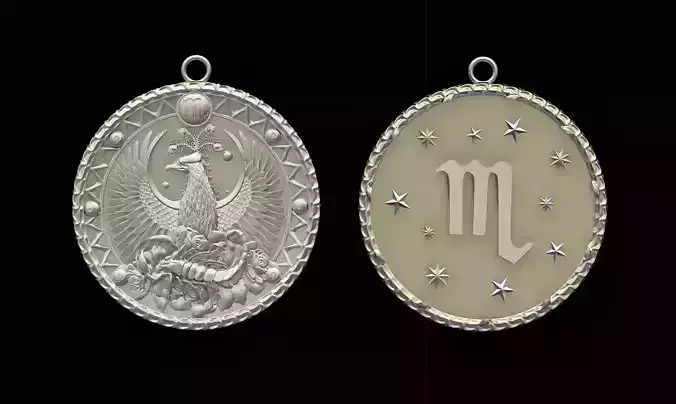 Zodiac Horoscope Scorpio Two Sided Pendant