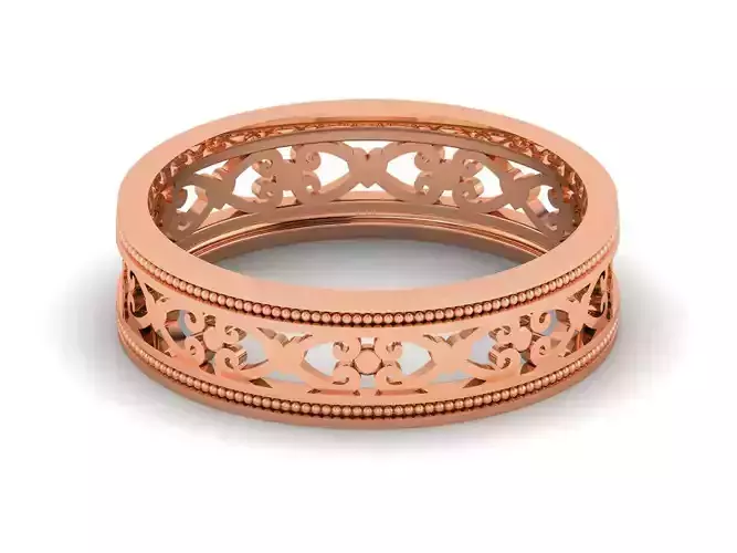 Plain Gold Band Ring 3dm render detail