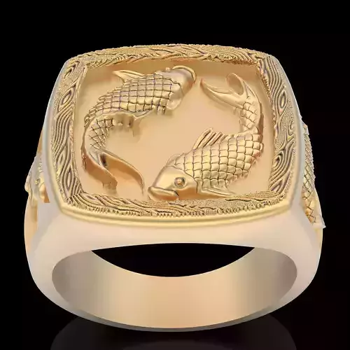 FISH ring silver gold printable jewelry 3D model