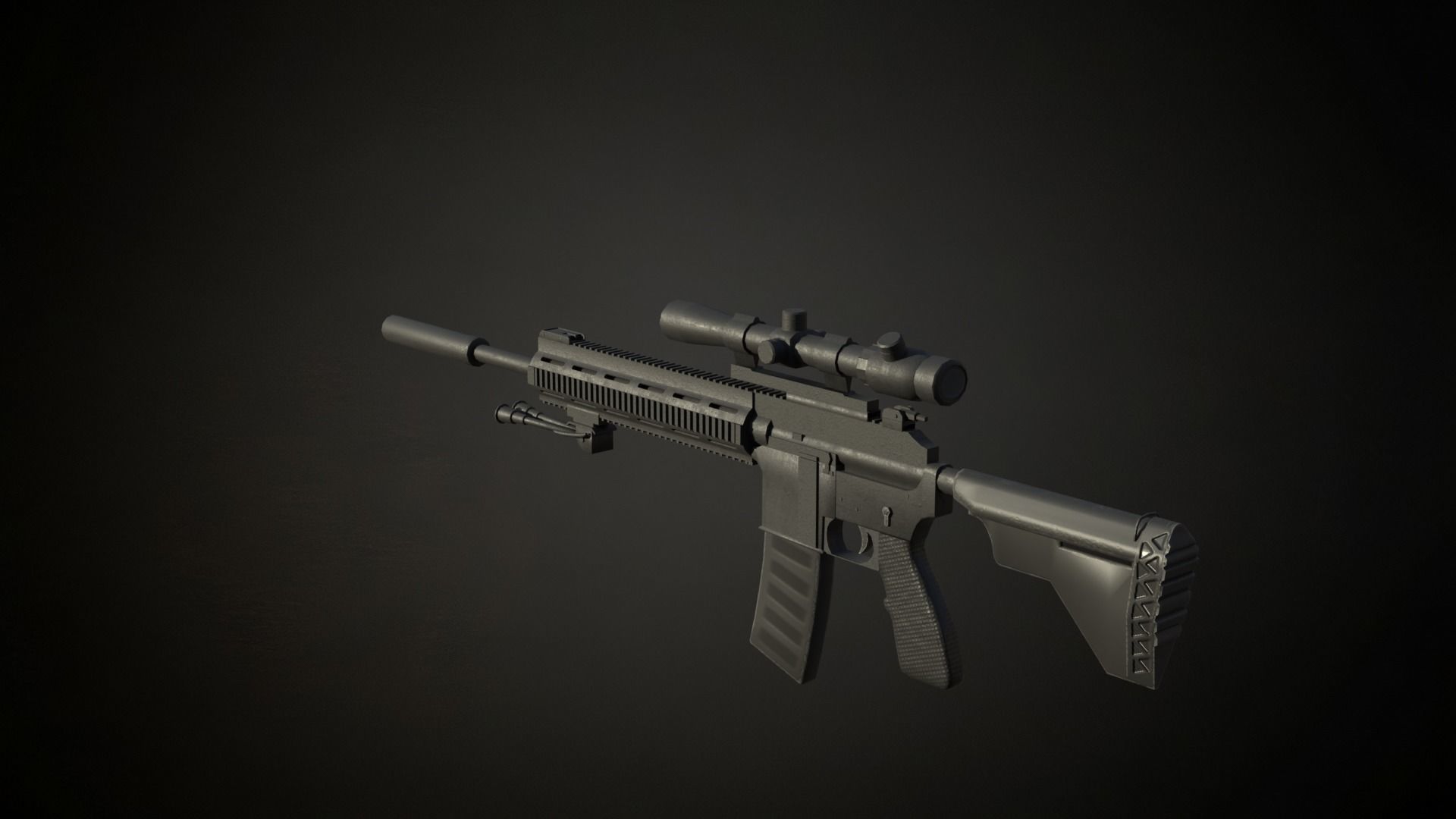M38 Designated Marksman Rifle ready for roblox Low-poly 3D model_3
