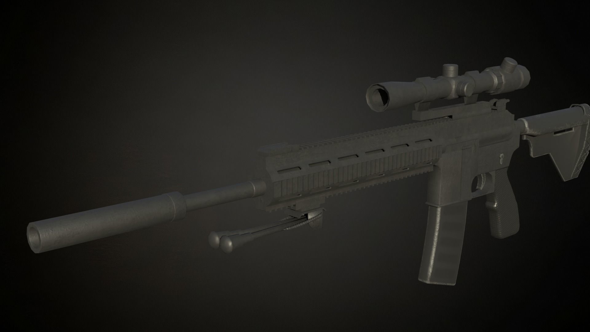 M38 Designated Marksman Rifle ready for roblox Low-poly 3D model_4