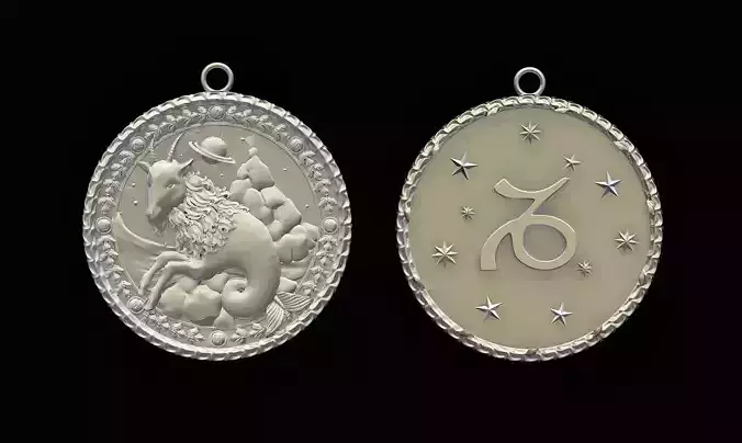 Zodiac Horoscope Capricorn Two Sided Pendant  3D print model