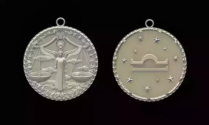 Zodiac Horoscope Libra Two Sided Pendant