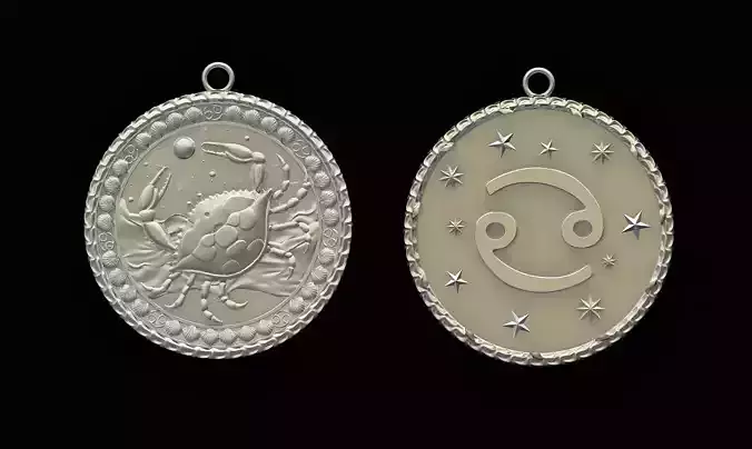 Zodiac Horoscope Cancer Two Sided Pendant