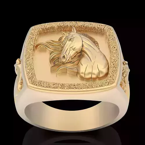 Horse ring silver gold printable jewelry 3D model