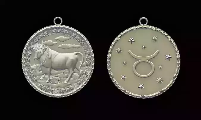 Zodiac Horoscope Taurus Two Sided Pendant