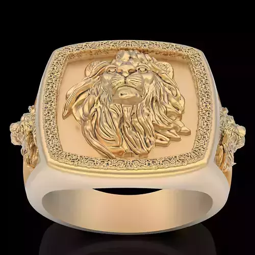 Lion ring silver gold printable jewelry 3D model