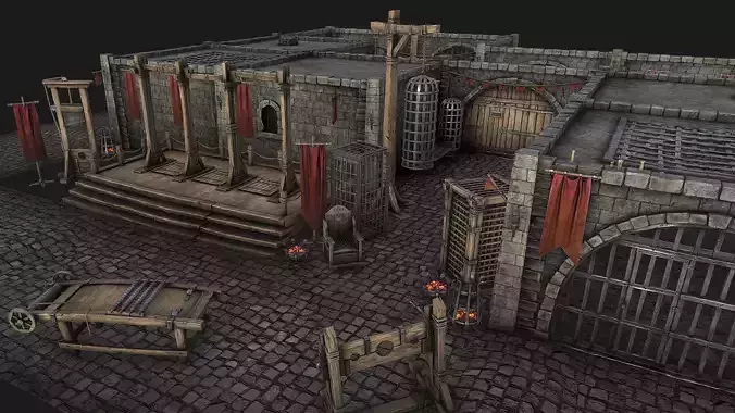 Medieval Prison Constructor  and Torture Pack Low-poly 3D model