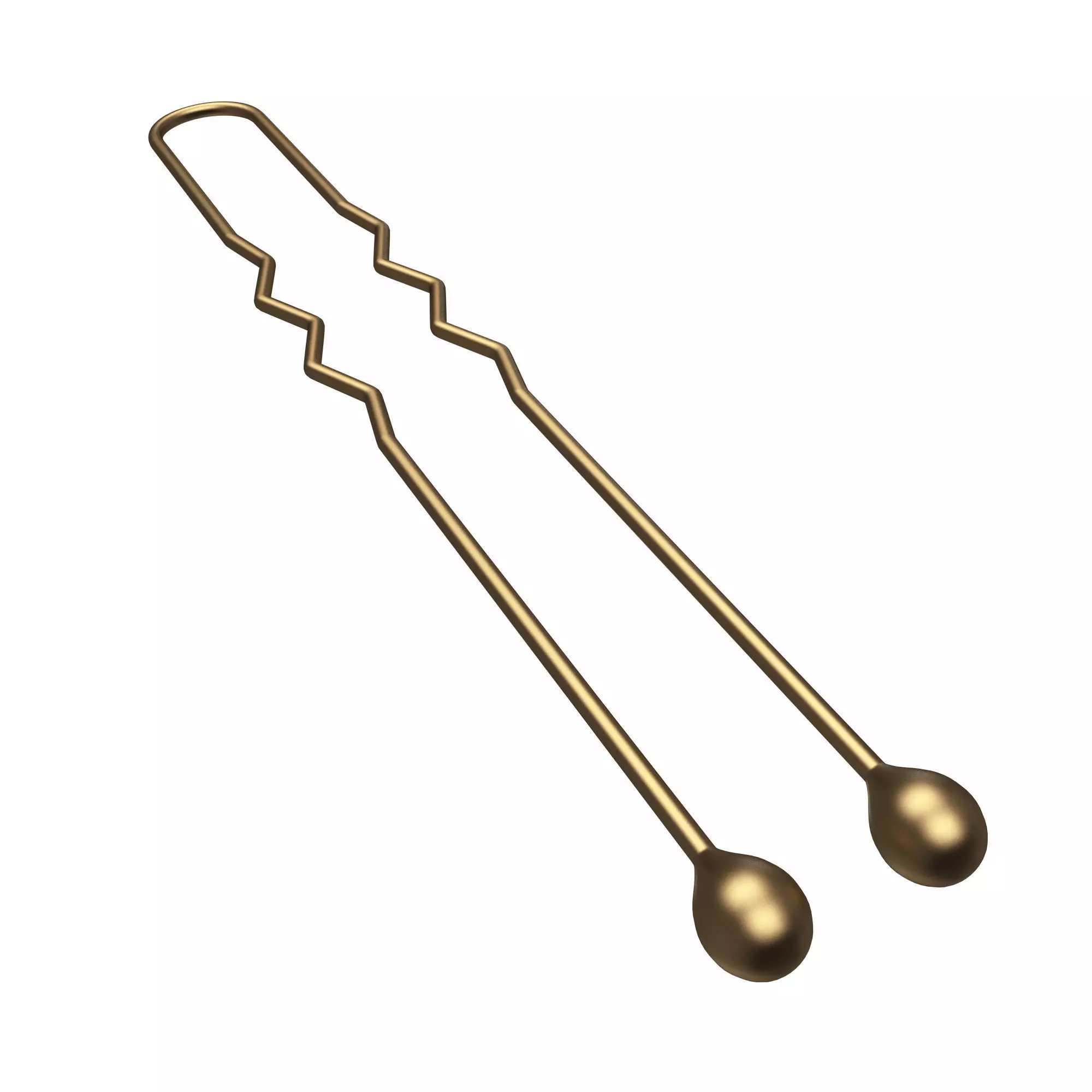 U Shaped Hairpin Gold Low-poly 3D model