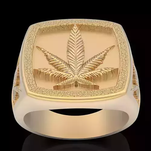 Marijuana ring silver gold printable jewelry 3D model 3D print model