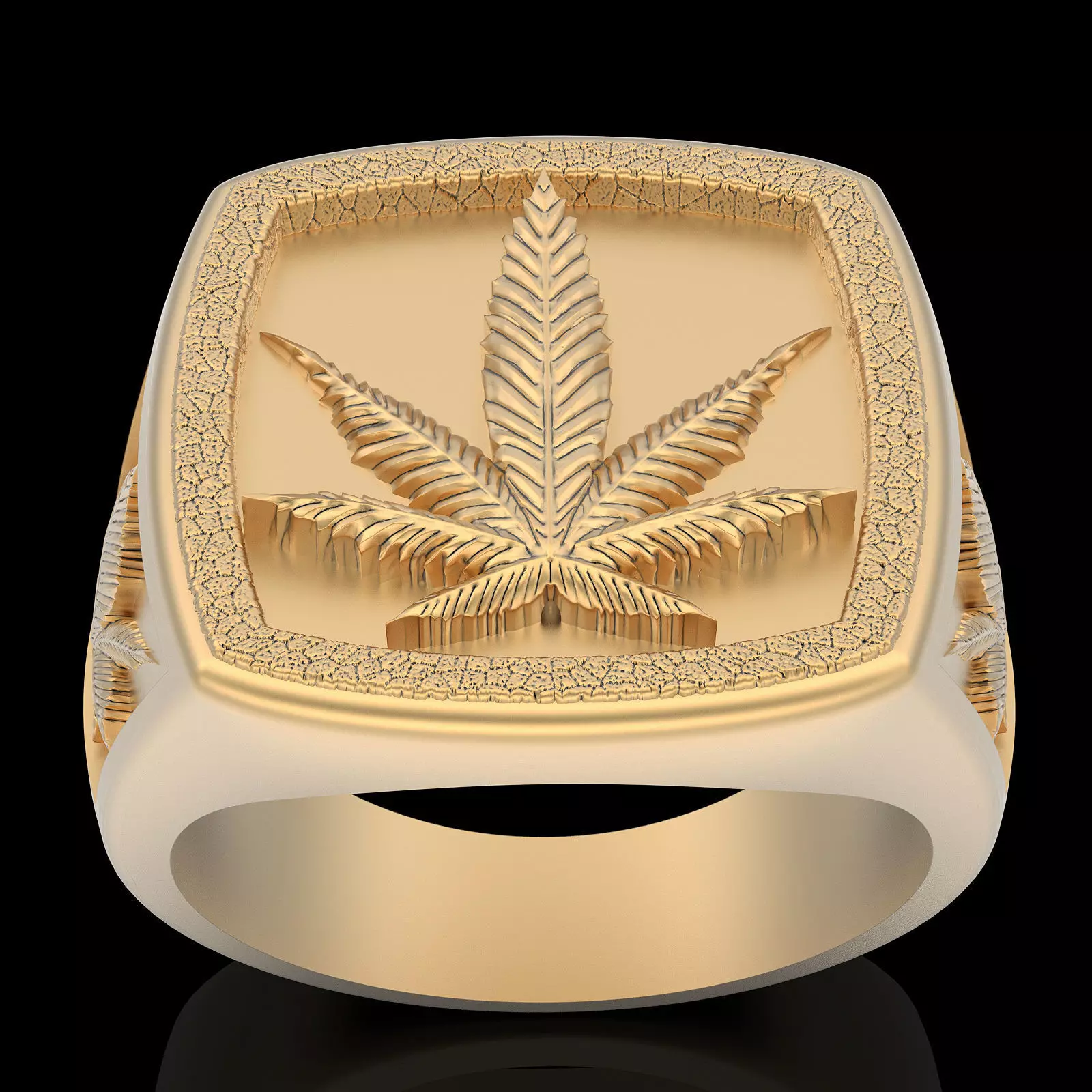 Marijuana ring silver gold printable jewelry 3D model 3D print model_0