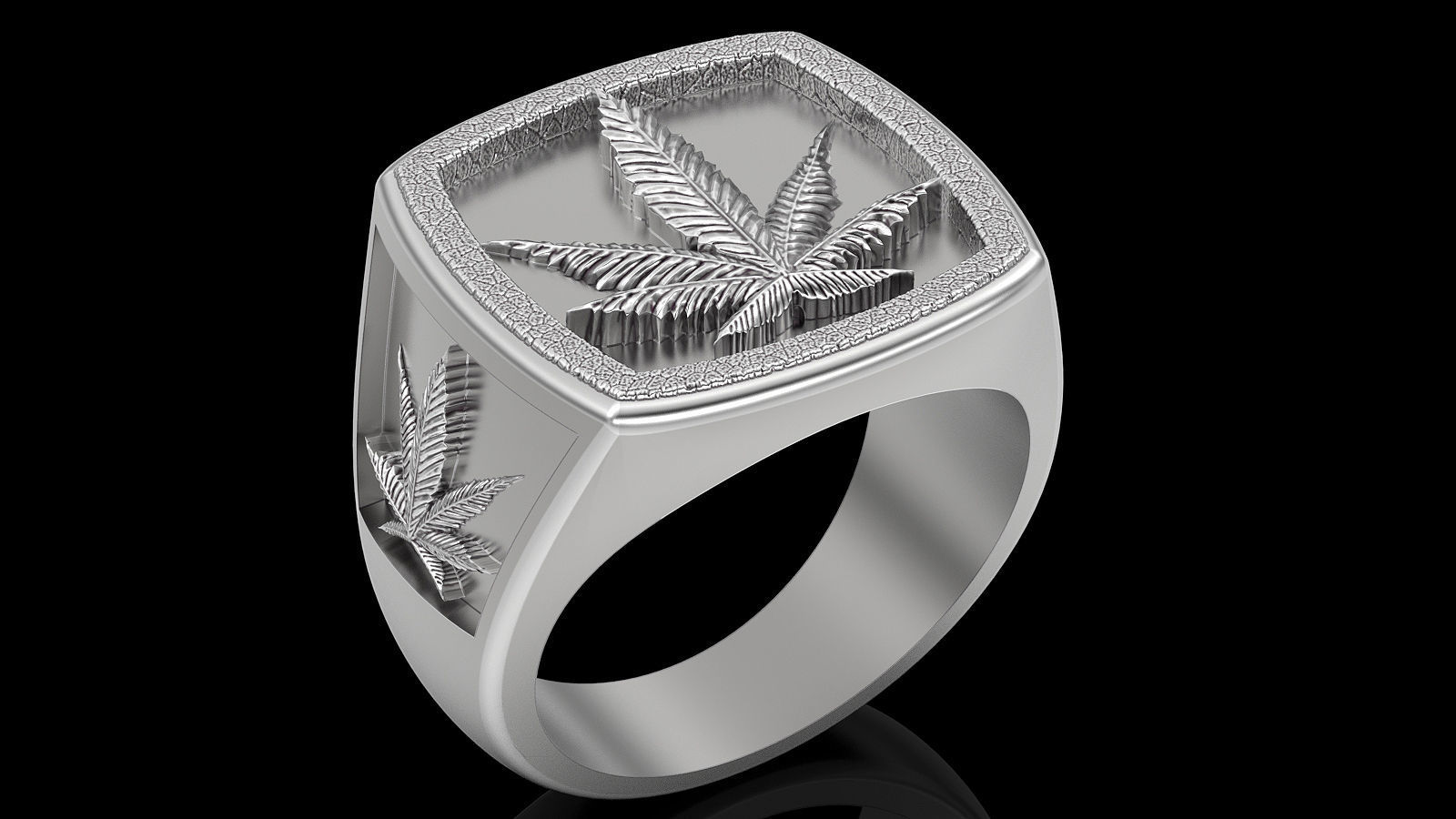 Marijuana ring silver gold printable jewelry 3D model 3D print model_3