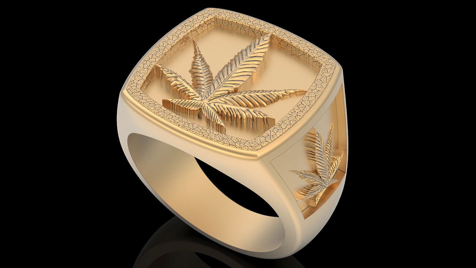 Marijuana ring silver gold printable jewelry 3D model 3D print model_1
