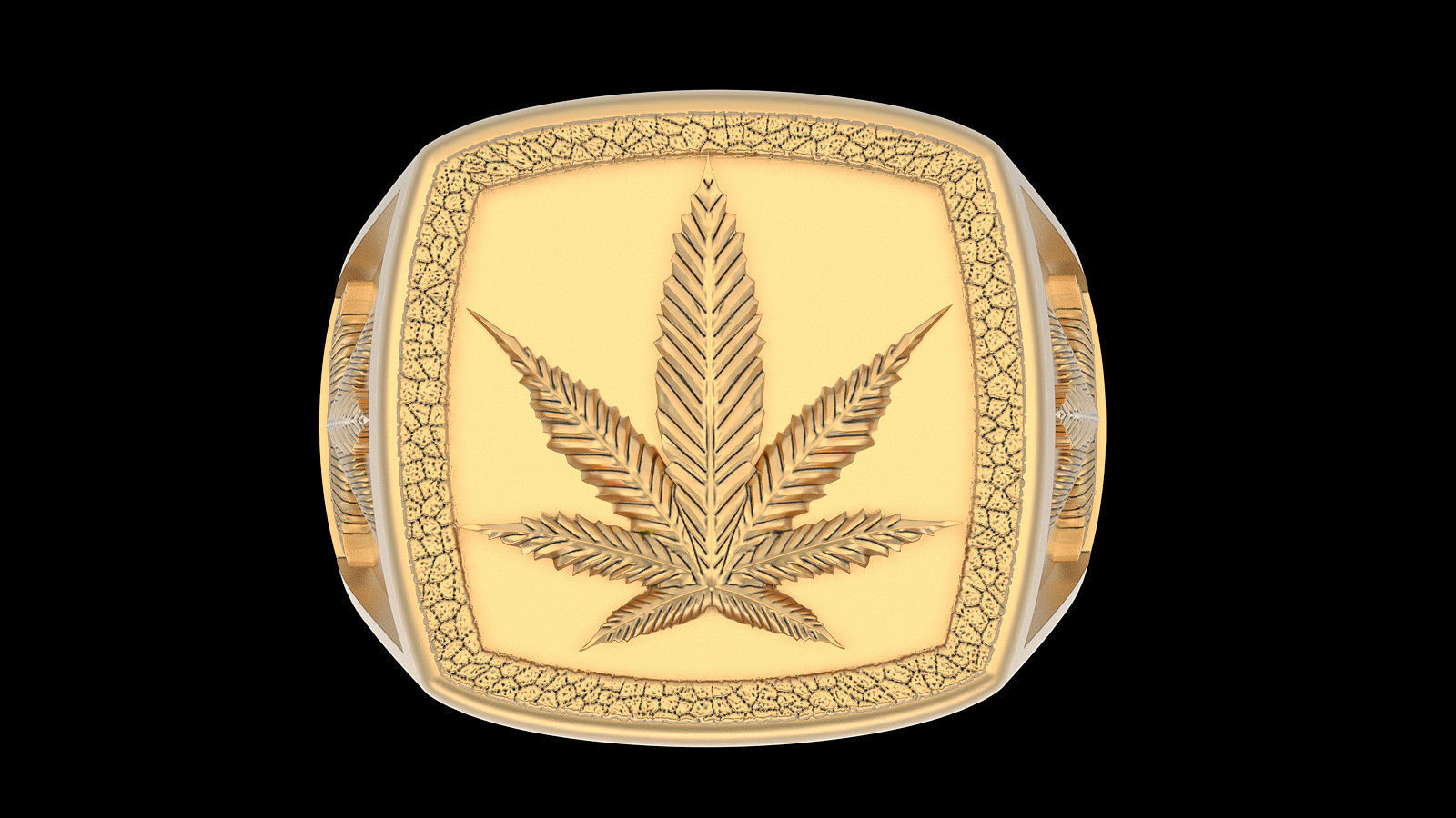 Marijuana ring silver gold printable jewelry 3D model 3D print model_2