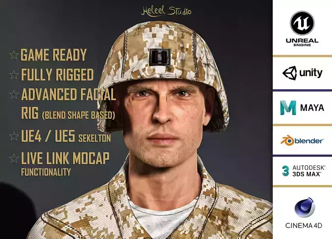High Quality Realistic Soldier Sand 01