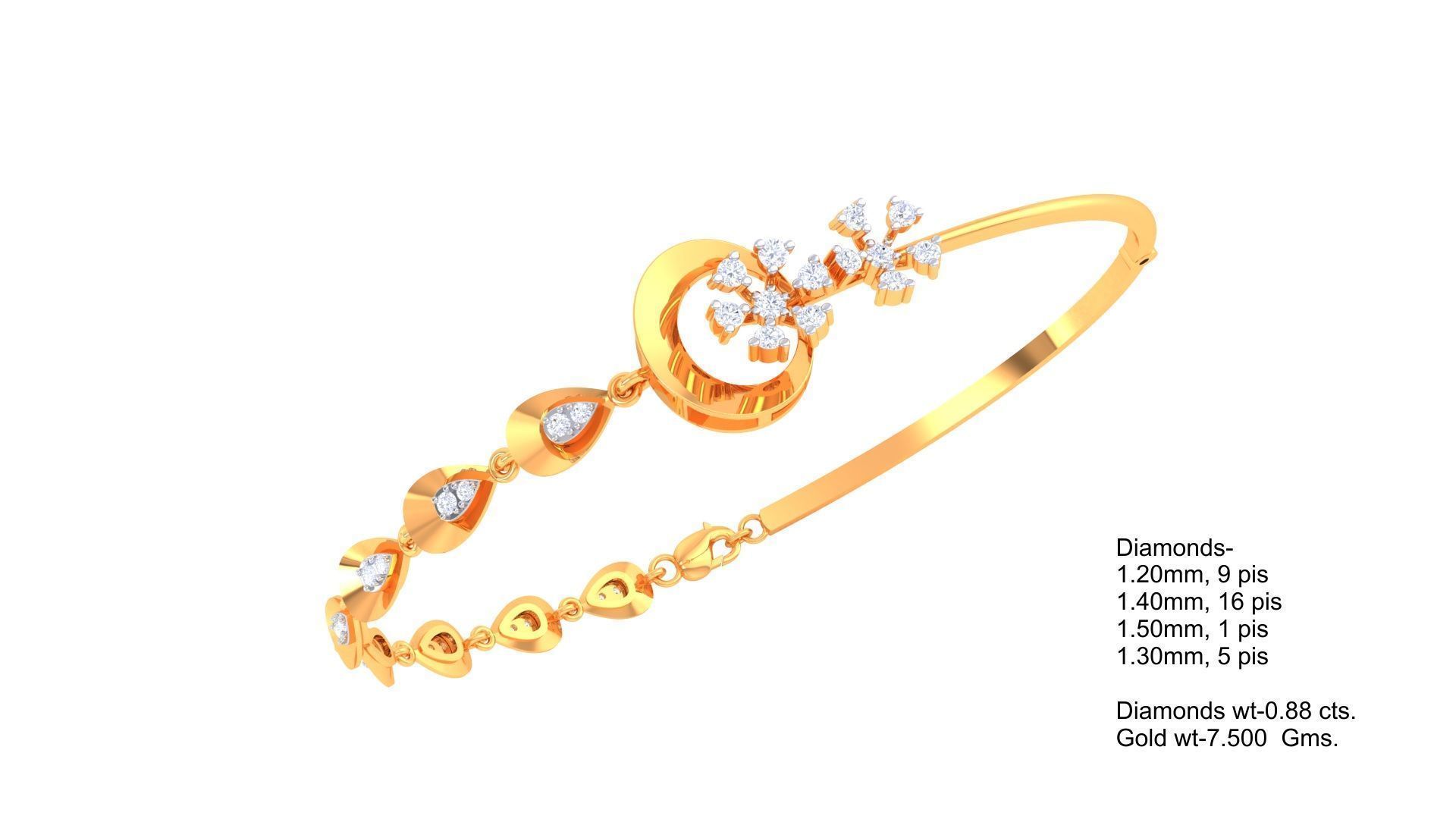 Women Bangle 3dm STL OBJ FBX Renders details 3D print model_1