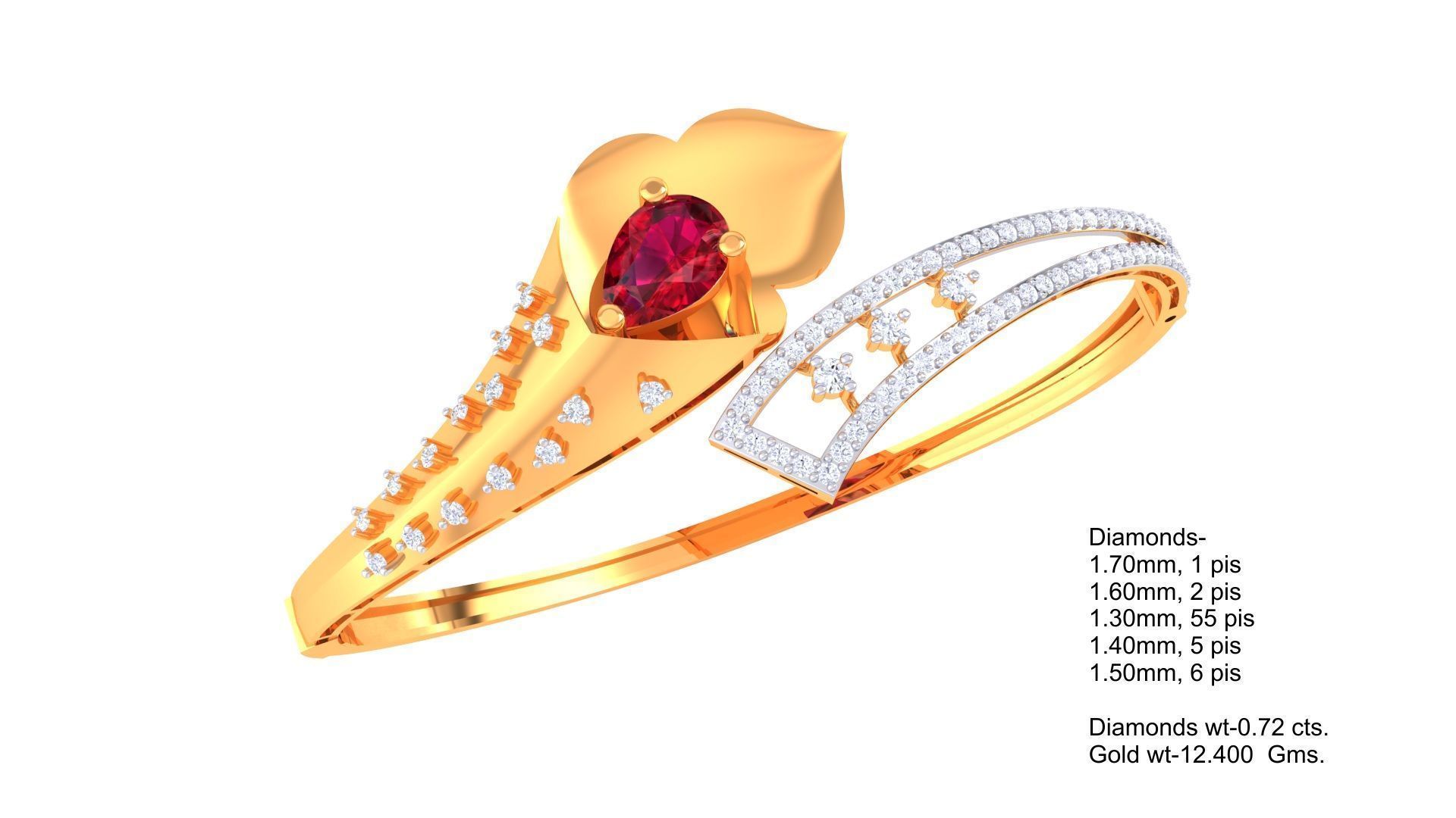 Women Bangle 3dm STL OBJ FBX Renders details 3D print model_1