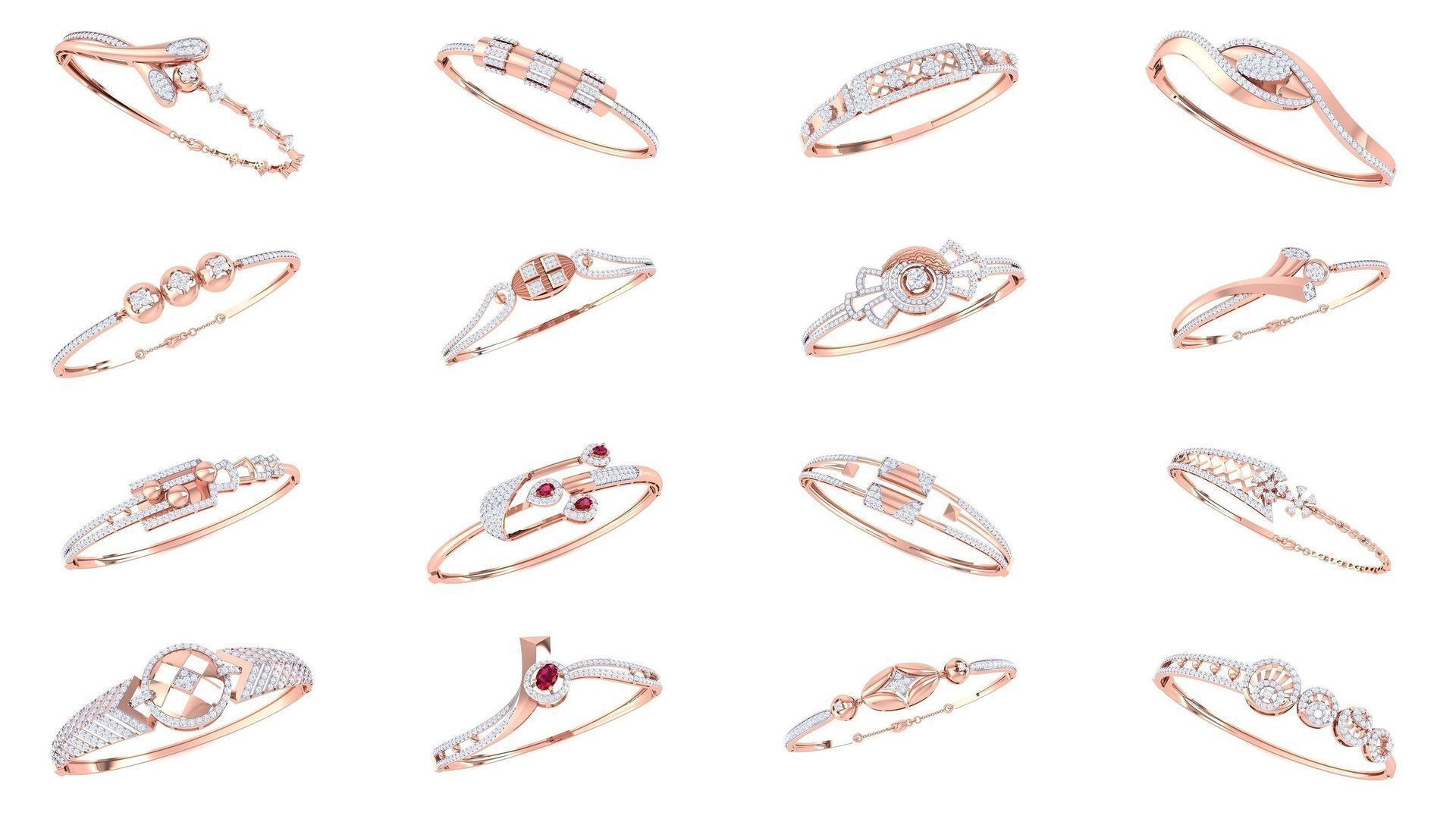 128 Women Bangle 3dm STL OBJ FBX Renders details Collection _11