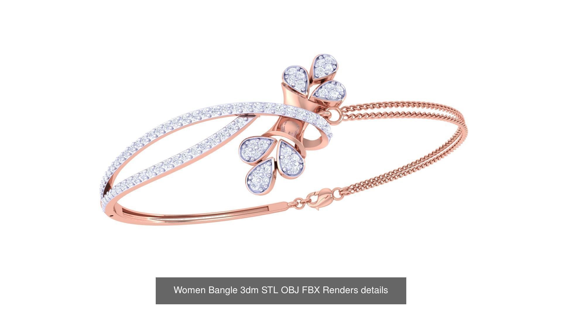 128 Women Bangle 3dm STL OBJ FBX Renders details Collection _40