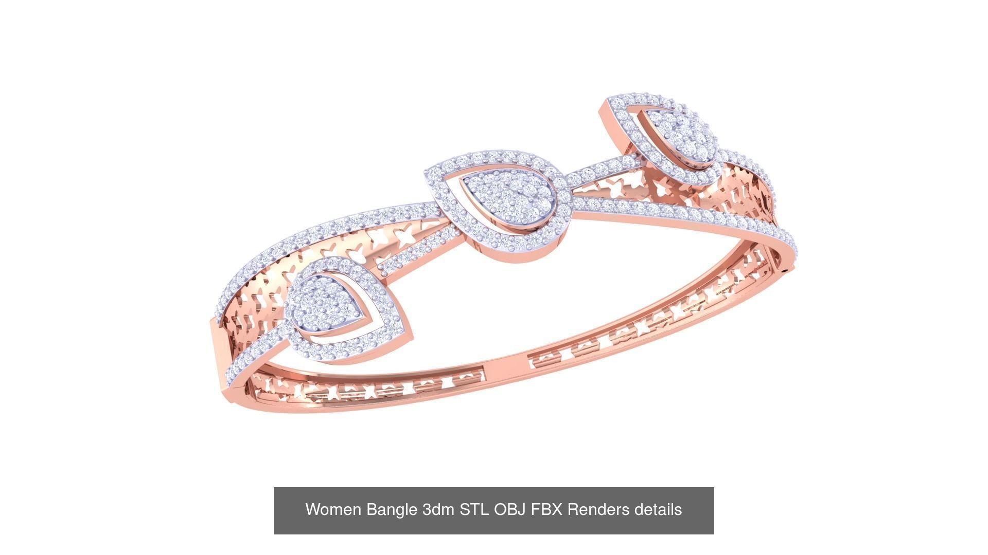 128 Women Bangle 3dm STL OBJ FBX Renders details Collection _17