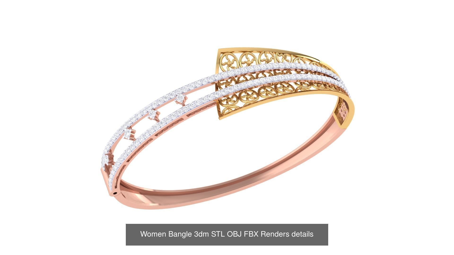128 Women Bangle 3dm STL OBJ FBX Renders details Collection _85