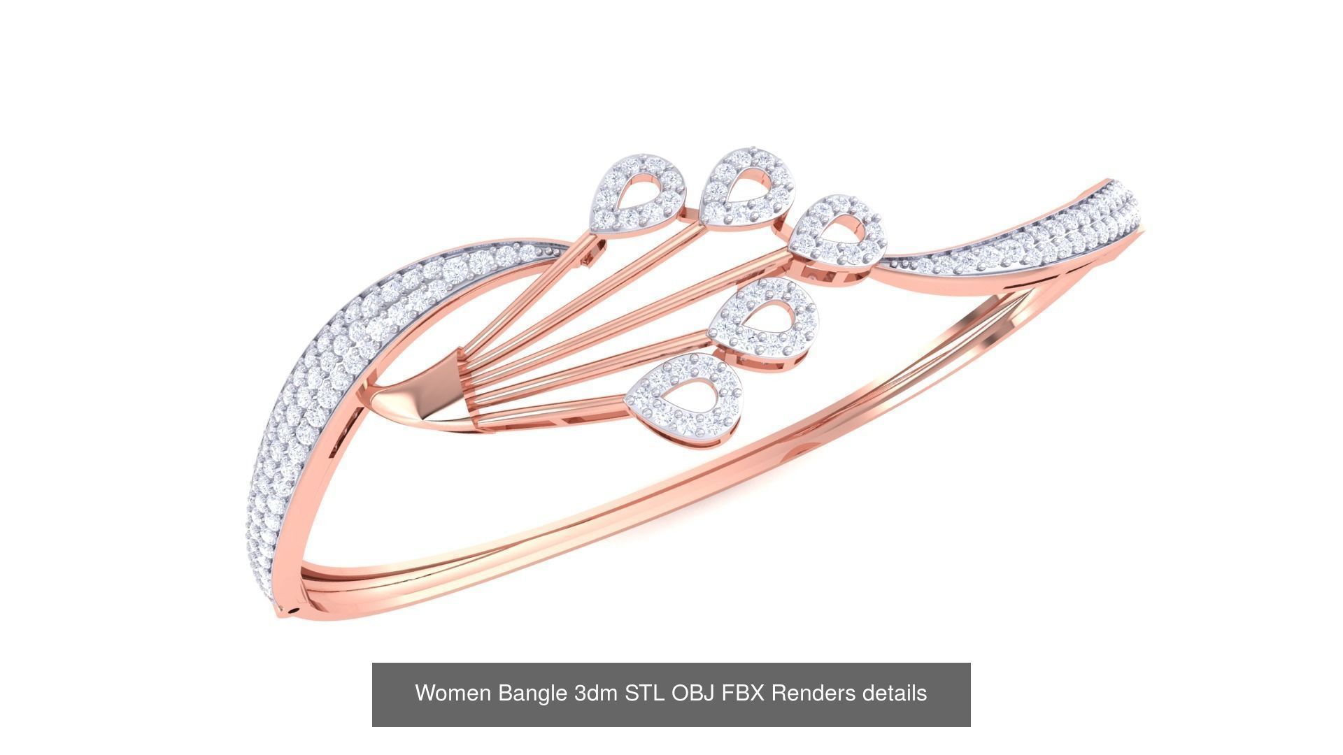 128 Women Bangle 3dm STL OBJ FBX Renders details Collection _132