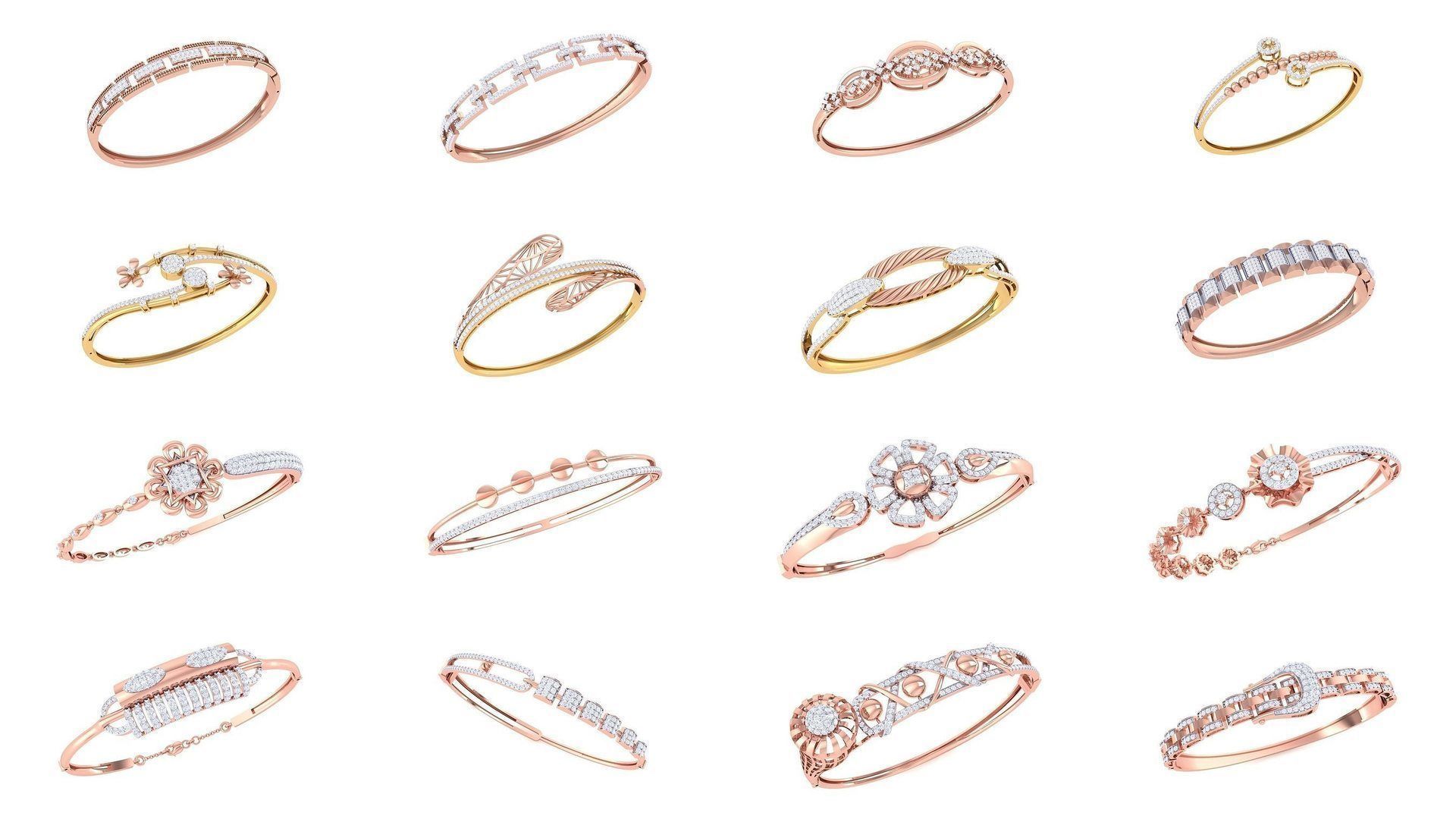 128 Women Bangle 3dm STL OBJ FBX Renders details Collection _9