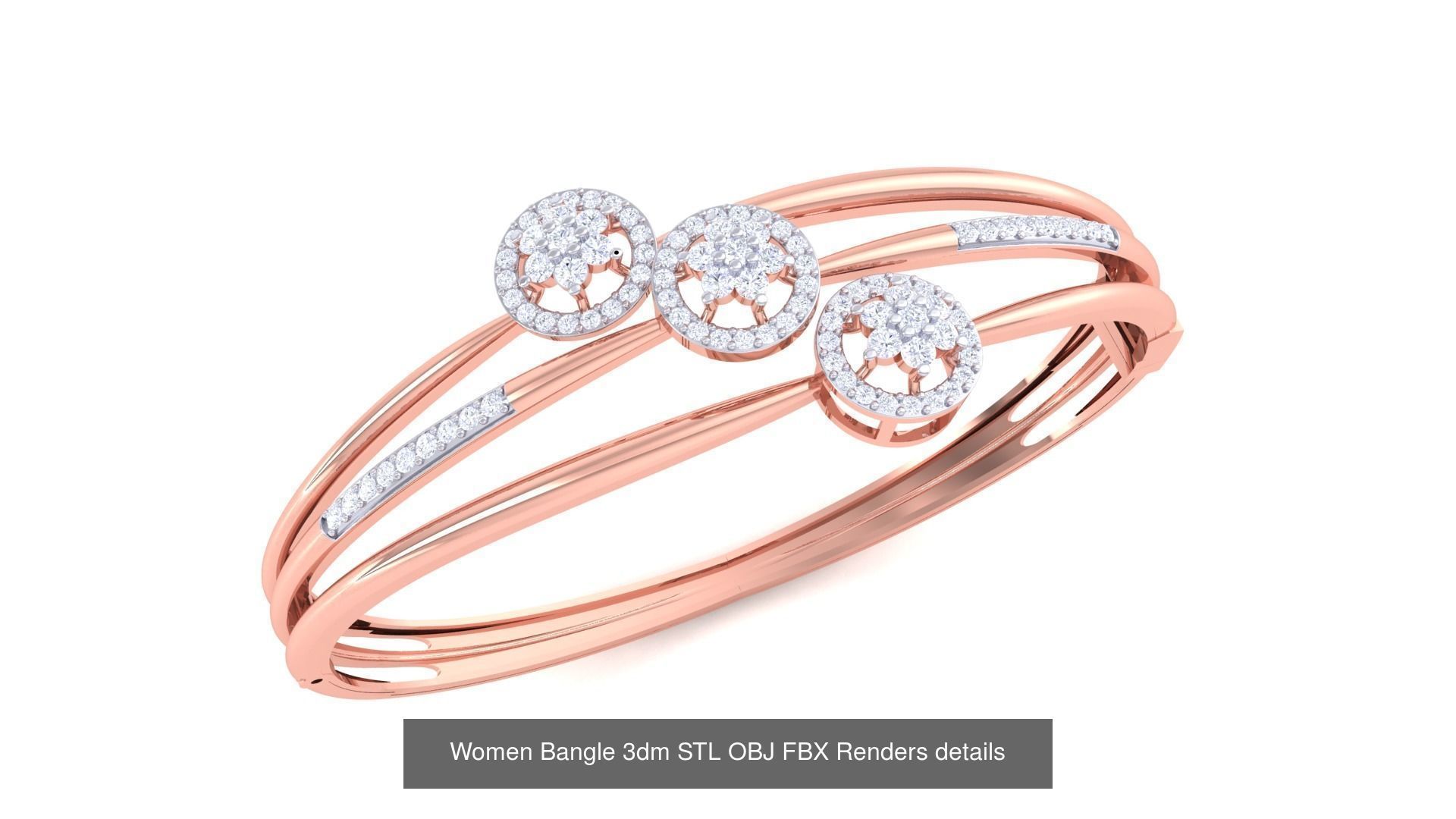 128 Women Bangle 3dm STL OBJ FBX Renders details Collection _136