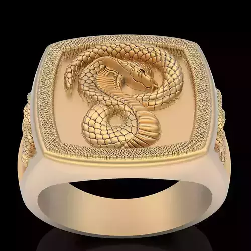 Cobra snake ring silver gold printable jewelry 3D model