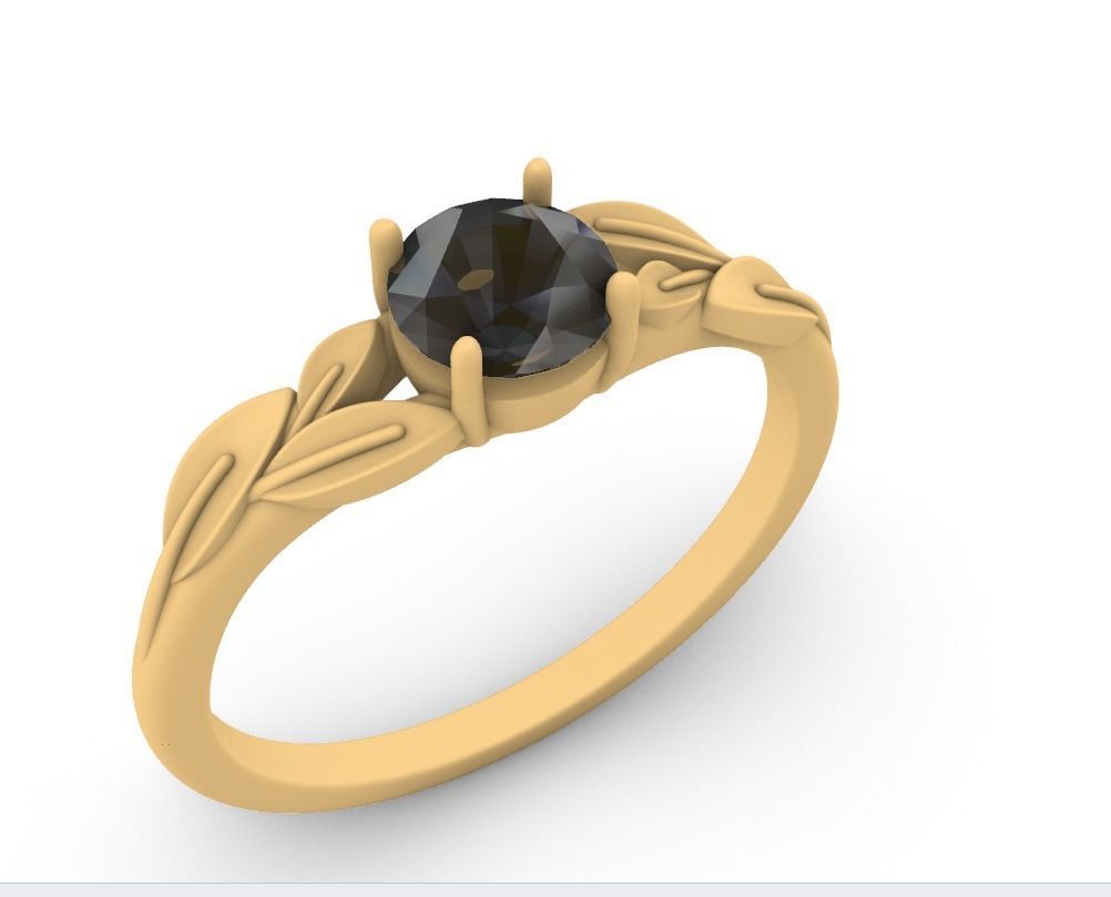 Leaf Vines Engagement  Ring 3D print model_12