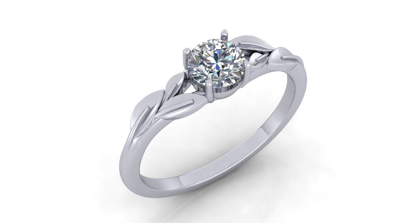 Leaf Vines Engagement  Ring 3D print model_28
