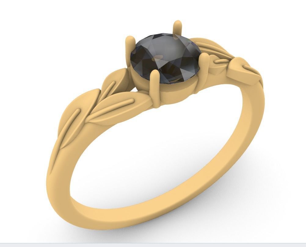 Leaf Vines Engagement  Ring 3D print model_4