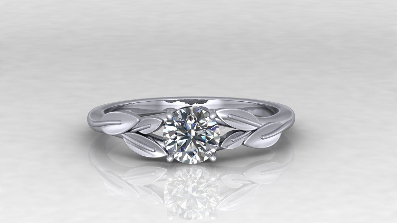 Leaf Vines Engagement  Ring 3D print model_15