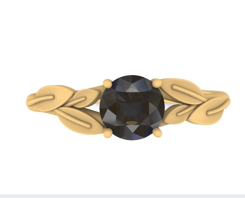 Leaf Vines Engagement  Ring 3D print model_7