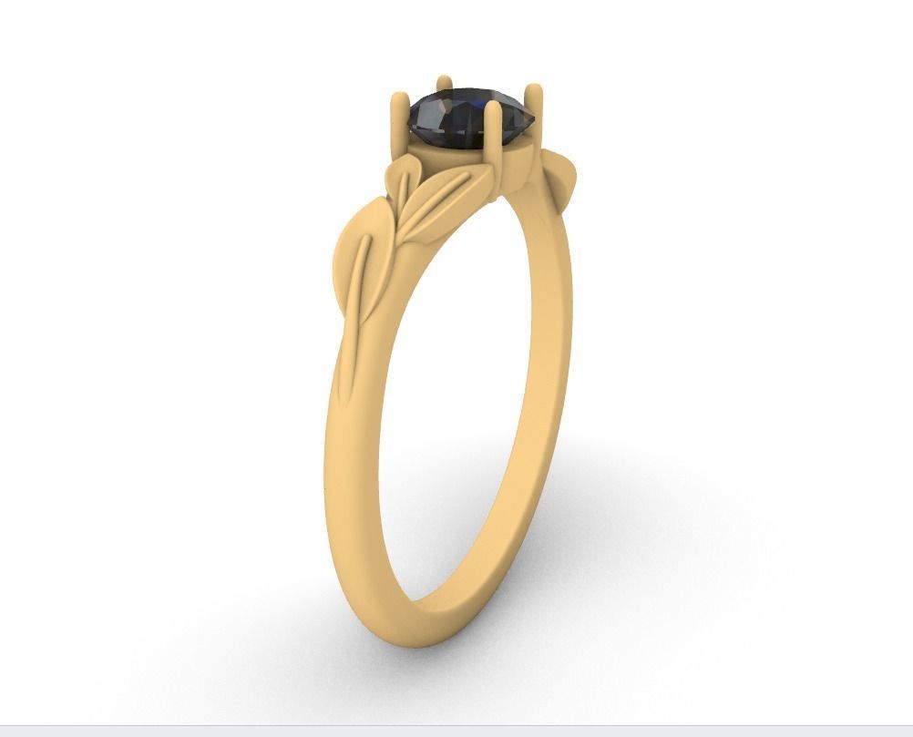Leaf Vines Engagement  Ring 3D print model_9