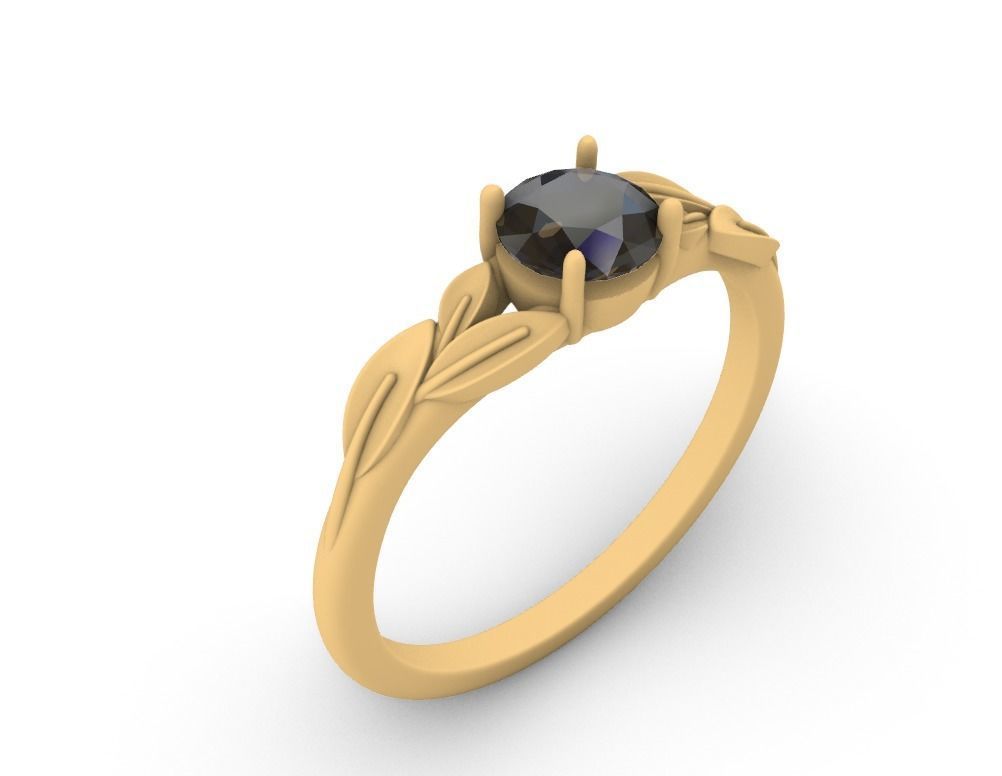 Leaf Vines Engagement  Ring 3D print model_40